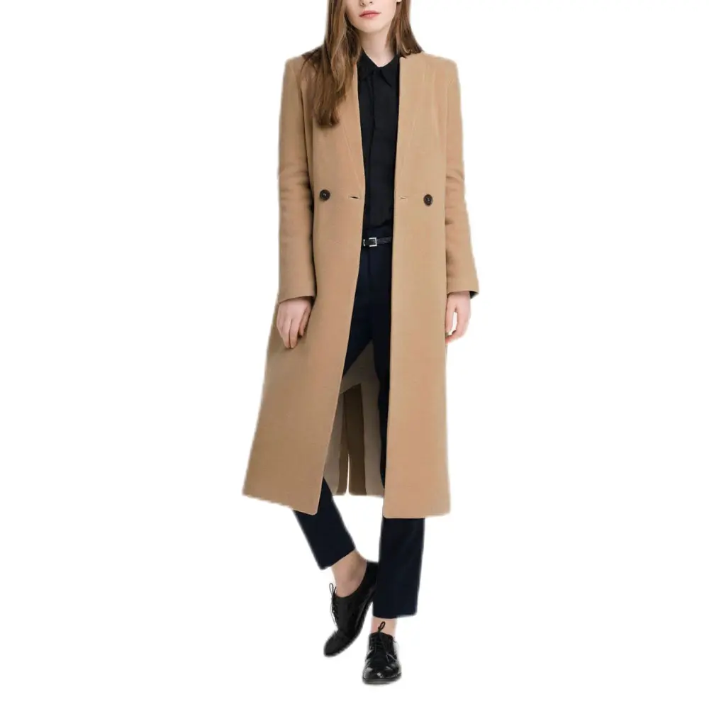 wholesale casacos femininos de mulheres inverno 2021 Camel wool winter long plus size kadin mont women's coats for ladies