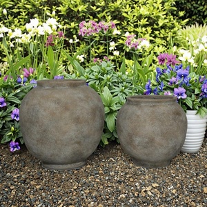 Pots à fleurs en fibre-ciment sculptés à la main, légers, écologiques, au design rétro déco moderne, pour hôtel, jardin, centre commercial, 12L - Product Image 3
