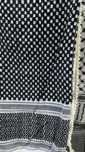 New Arrival Men Shemagh Keffiyeh <strong>Scarf</strong> Arab Palestine <strong>Black</strong> on <strong>White</strong> Kufiya Arafat Hatta Original Brand Polyester Unisex <strong>Scarf</strong> - Product Image 6