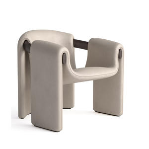 Fauteuil de Salon Moderne en Cuir avec Structure en Bois, Chaise de Loisirs et de Salle à Manger pour Hôtel, Chambre, Salle à Manger et Salon - Product Image 5