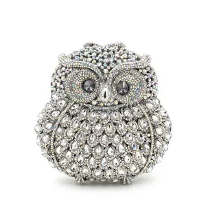 NEW Hand Owl Rhinestone Clutch Purse And Wedding Luxury Evening Crystal Bag