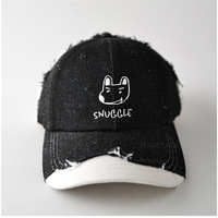 Gorra de béisbol vintage con bloques de color y empalmes de mezclilla, gorra trucker bordada de copa suave para circunferencias de cabeza grandes, sombrero para el sol al aire libre OEM