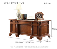 Escritorio Ejecutivo de Madera Maciza Antigua, Escritorio de Lujo Tallado para CEO/Jefe, Mesa de Computadora Clásica Comercial para Oficina
