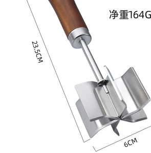 Hachoir à viande en acier inoxydable - Lames robustes à 6 courbes, outils de hachage de viande avec poignées en bois - Product Image 5