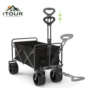 Carrito de Jardín Plegable Resistente para Exteriores con Llantas Anchas y Mango Ajustable para Campamento y Picnic - Product Image 4