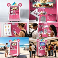 Distributeur automatique de crème glacée Funkyplay Robot, entièrement automatique, commercial, 24h/24, écran tactile, surveillance à distance, capacité de 150 à 200 unités