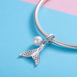 Pulsera y brazalete <span class=keywords><strong>de</strong></span> Plata <span class=keywords><strong>de</strong></span> Ley 925 con cola <span class=keywords><strong>de</strong></span> sirena para mujer, cuentas <span class=keywords><strong>de</strong></span> circonia cúbica, elegante, regalo <span class=keywords><strong>de</strong></span> joyería, SCC877 - Product Image 4
