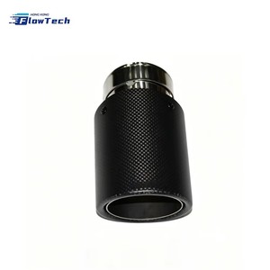 Real Gloss Black Carbon Fiber Exhaust Tail Pipe Tip 304SS Straight Cut <b>Clamp</b>-On Muffler Tip Universal Fit - Product Image 2