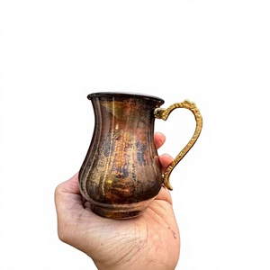 European Style <b>Antique</b> Copper Mug With Brass Handle Lacquer Coating Dishwasher <b>Safe</b> High Quality Mugs For Drinking Use Barware - Product Image 1