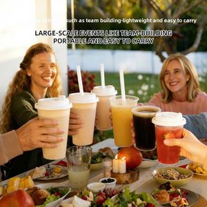 Gobelet jetable en plastique pour thé au lait, calibre 90 mm, PP mat transparent, pour boissons froides, jus, limonade, avec paille, sac d'emballage 360-700 ml - Product Image 4