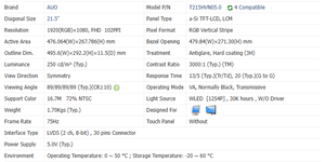 Módulo LCD de Alta Fiabilidad T215HVN05.0 de 21.5 Pulgadas, 1920×1080 FHD, 250cd/m², LVDS, Reproducción de Color Real, Panel de Pantalla Industrial - Product Image 5