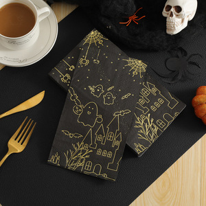 Halloween Gold Foil Paper Napkins 330x400mm Printed Disposable Tissues For Party Decorations - Product Image 1