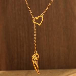 2026 Quality Non-Fading Stainless Steel Collar Necklace Elegant Gold Silver Heart <strong>Angel</strong> Wing Pendant Necklace <strong>Gifts</strong> for Women - Product Image 6