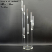 Candélabre en verre transparent Zhuoyun Crystal à 4, 5, 8 ou 9 bras pour bougies, idéal pour Noël, mariages, fêtes et décoration intérieure