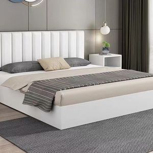 Cama Individual, Matrimonial, Queen Size y King Size 2023, de Cuero Sintético y Madera Maciza, Económica, Elegante y Suave, con Colchón, para Hotel, Alquiler o Apartamento - Product Image 2