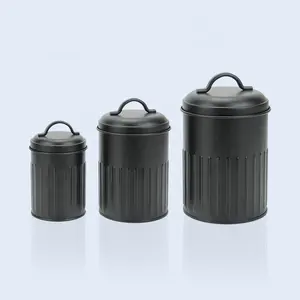 Kitchen Sealed Lid Metal Container for Sugar Beans Flour / Household Round Shape Small Tea Cans