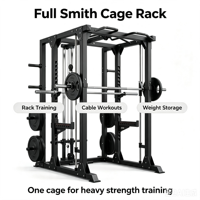 Machine Smith Basique et Demi-Rack Combinés – Cage de Puissance Commerciale Multifonctionnelle Compacte en Acier