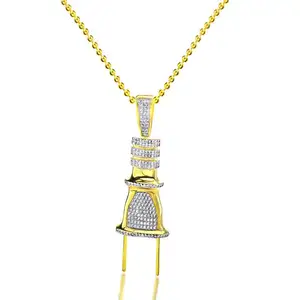 Wholesale Hiphop Jewelry Charm Diamond 18K Gold Plated Moissanite 925 Silver Diy 3D Plug Design Pendant