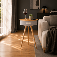 Table basse avec chargeur sans fil, haut-parleur Bluetooth, système audio domestique pour salon