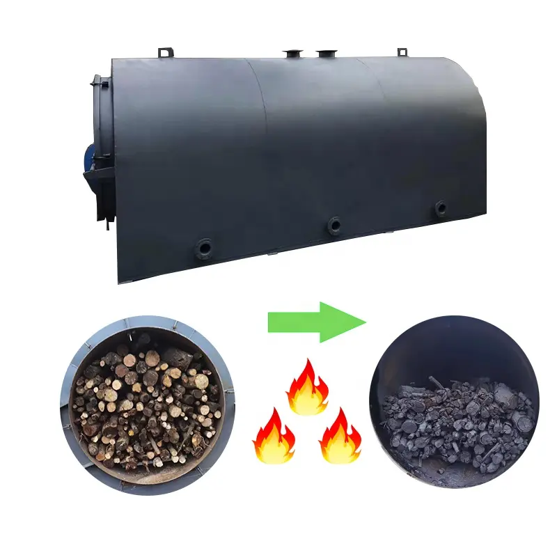 Yüksek performanslı hindistan cevizi kabuğu kömürleşme fırını/kömür yapma makinesi/ahşap karbonatlı soba
