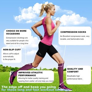 Calcetines de Compresión Deportivos de Nailon hasta la Rodilla, Transpirables, con Soporte de Circulación, <span class=keywords><strong>para</strong></span> Correr, Viajar, <span class=keywords><strong>para</strong></span> Enfermeras, con Diseño Geométrico Personalizado - Product Image 5