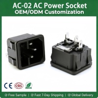 Prise d'alimentation IEC C14 avec fusible AC02 2-en-1, support de fusible à clipser sur panneau, 10A 250V, entièrement en cuivre pour usage industriel