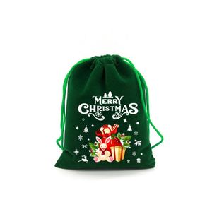 Pochette en velours vert doux de luxe pour bijoux, sacs en velours personnalisés avec cordon de serrage, sacs cadeaux anti-poussière, emballage cosmétique pour Noël - Product Image 4