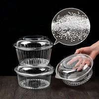 Vente en gros Boîte de bols à salade de fruits ronde en plastique PET réutilisable jetable transparente 20oz 24oz 48oz avec couvercles à emporter