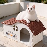 Lit pour chat en feutre, villa universelle pour chat toutes saisons, grotte pour animaux résistante à l'usure et sans peluches, niche semi-fermée pour chats et petits chiens OEM