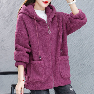 Women's Hooded Fleece <b>Lined</b> Zipper <b>Coat</b> Loose Warm Autumn Winter Outerwear With Pocket Commuting Leisure Style - Product Image 1