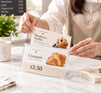 Support de table en acrylique en forme de L, porte-étiquette de prix transparent en acrylique, présentoir de menu de bureau pour restaurant, commerce de détail