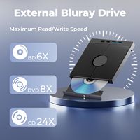 Unidad de Blu-ray 7 en 1, BDXL 100G, Grabadora de Blu-ray Externa Portátil, USB 3.0, Tipo-C, Puertos SD y TF, HUB