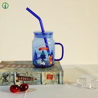 Tasse en verre colorée Offre Spéciale avec couvercle cadeau d'affaires créatif Logo personnalisé tasses à boire résistantes à la chaleur tasse en verre avec poignée
