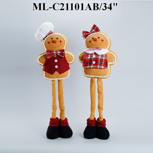 Décoration de Noël : Poupée en peluche Bonhomme de pain d'épices, coussin décoratif, jouet en tissu assis/debout, 31-50 cm, coffret cadeau personnalisé, ensemble de jouets - Product Image 4