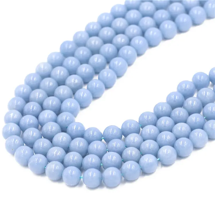 2024 perles de pierre aigue-marine rondes en pierres précieuses bleues naturelles en gros pour la fabrication de bijoux et de bracelets Offre Spéciale
