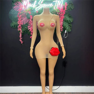 Abito Aderente Trasparente da Donna, <span class=keywords><strong>Vestito</strong></span> Sexy a Maniche Lunghe, Mini Abito Trasparente Aderente, Outfit da Club Notturno - Product Image 3