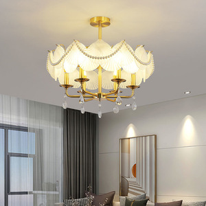 French Light Luxury Ceiling Lamp CreamxStyle Bedroom Round Retro Glass <strong>Crystal</strong> Livi - Product Image 3