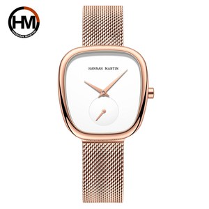 Reloj de Cuarzo para Mujer Hannah 2023 HM-1251 con Correa de Malla Milanesa de Acero Fino, Diseño Creativo de Dos Agujas y Forma de Medio Barril de Vino - Product Image 5