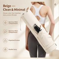Tas Matras Yoga Tahan Air Tali Bahu Dapat Disesuaikan Kantong Botol Kompartemen Basah Ber-resleting Kapasitas Besar Tas Olahraga