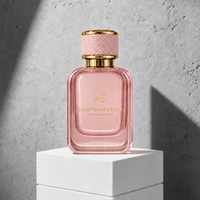 Flacons de parfum vides en verre carré rose avec bouchon à anneau doré, flacon de parfum personnalisé, logo sur mesure, vente en gros OEM ODM