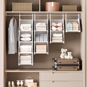 Hanging Wardrobe Storage Rack 3 Tier Vertical Organizer For Closet Bedroom Clothing Shoe Storage Hook Type Rectangular - Product Image 4