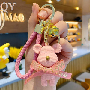 QY Kawaii <b>Bear</b> Keychain Cartoon Doll Pendant <b>Cute</b> Bag Charm Key Ring Car Hanging Accessory Gift for Women - Product Image 1