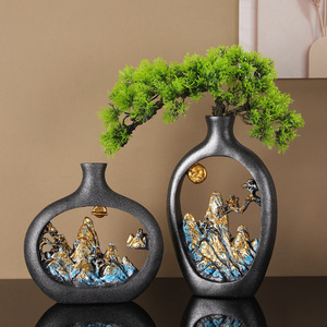 Jarrón de Resina Mystic Arts con Diseño Hueco y Escena de Montaña para Decoración del Hogar, Adorno para Sala de Estar - Product Image 2