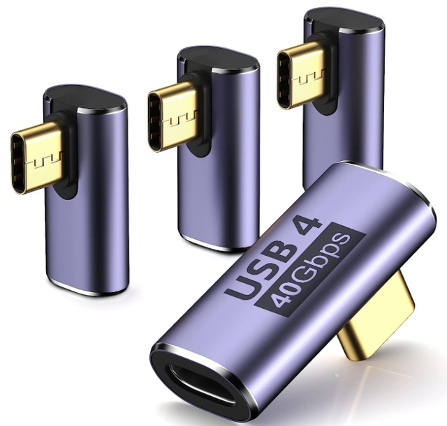 USB C 90 Degree Adapter with 8K 60Hz Video 40 Gbps Data Transfer PD 100W Pure Copper for Thunderbolt 3/4 and Printer