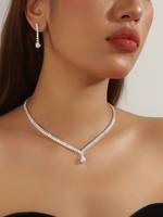 Ensemble de bijoux MJ 3 pièces en pierre naturelle simple et exquise, comprenant un collier, des boucles d'oreilles et une bague, pour femmes, à porter au quotidien, pour les mariages et les fêtes