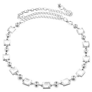 Ceintures en métal tendance pour dames à la mode Chaînes de taille colorées décorées avec un design carré en diamant et en strass - Product Image 2