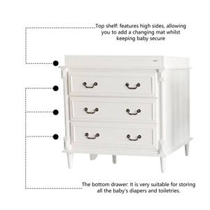 Ensemble de meubles de chambre à coucher en bois pour bébé, convertible 3 en 1 : lit bébé, lit d'enfant, table à langer avec rangement - Product Image 5