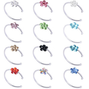 Anneau de nez factice en forme de fleur de prunier, en cuivre plaqué argent, clip de nez en C, accessoire de piercing corporel indien et thaïlandais, clou de nez <span class=keywords><strong>pour</strong></span> femme - Product Image 3