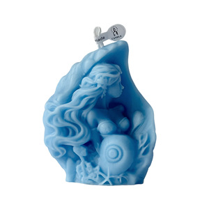 Bougie sculptée à la main en forme de sirène et de coquillage, sculpture artistique inspirée de l'océan, décoration de bureau pour la maison, pour cadeau de fête - Product Image 5