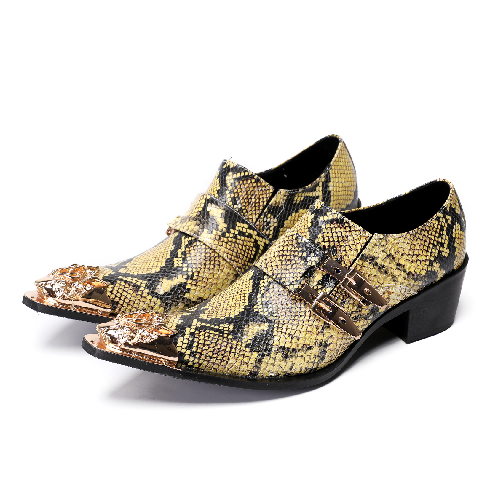 NA665 Golden Pointed Toe Genuine Leather Men Shoes Snake Patterned Metal Buckle High Heel Loafers Party Business Dress Shoes| Alibaba.com NA665 Golden Pointed Toe Genuine Leather Men Shoes Snake Patterned Metal Buckle High Heel Loafers Party Business Dress Shoes| Alibaba.com